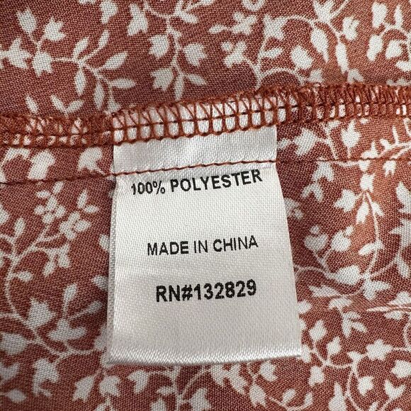 Revolve Super Down Floral Mini Dress Women XL Orange Tie Shoulders Button Front - Picture 10 of 15